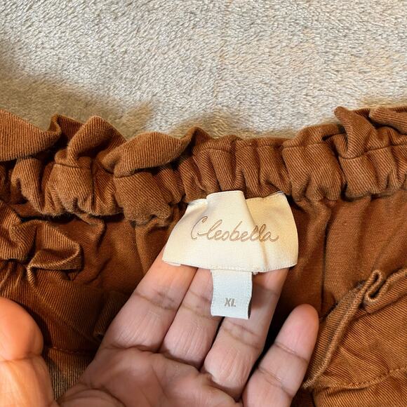 Cleobella Brown Paperbag Shorts Size‎ XL Brown Organic Cotton Women's - Picture 6 of 6